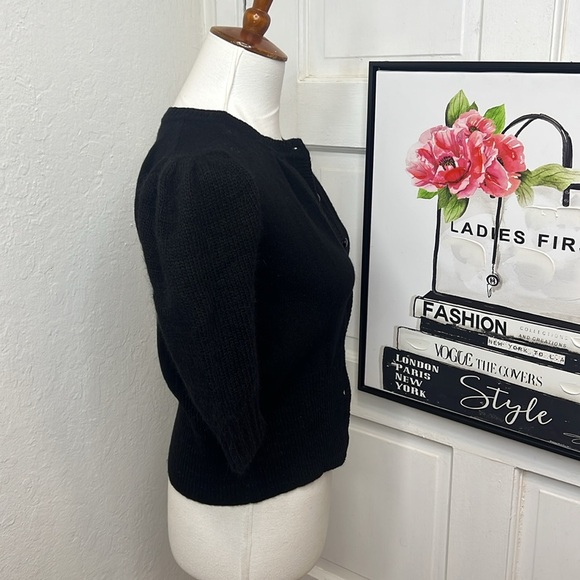 Vintage DVF Emmy Black Wool Short Angora Sleeve Cardigan Size P/XS - Picture 2 of 9